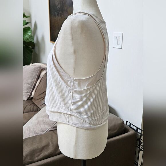 Lululemon Striped Sheer Detail White Tank Top - Picture 4 of 5